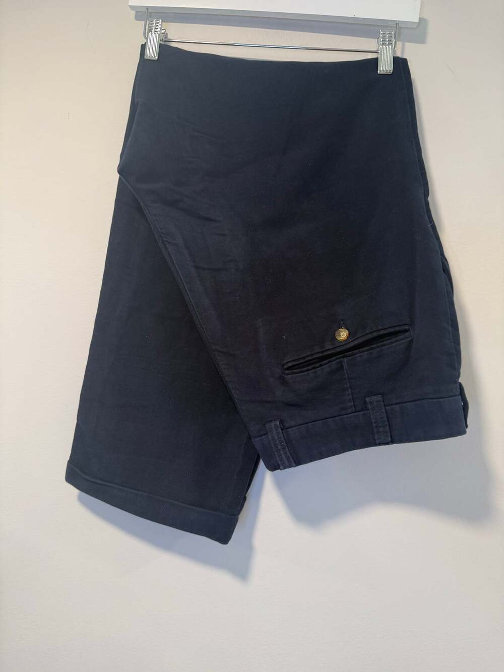 Orvis Thick Soft 100% Cotton Casual Pants Pleated Navy Blue Size 36 JL